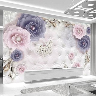 定製歐式複古花卉首飾軟包3d照片壁畫臥室客廳電視沙發臥室背景牆紙桌布