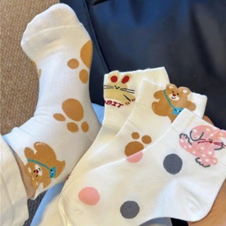 柳惠珠襪子 夏季薄款襪子女可愛卡通立體動物兔子小熊百搭學院風ins潮短筒襪