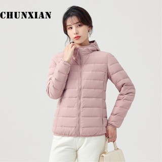 高品質無縫羽絨服 韓國輕薄羽絨外套90%白鴨絨 短款女生外套 時尚連帽羽絨服 保暖秋冬季外套 簡約素色都市休閒羽絨服