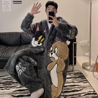 🎆臺灣發貨🎆冬季家居服 加厚睡袍男 法蘭絨浴袍男 超保暖 睡袍男士秋冬季珊瑚絨刷毛加厚長款保暖法蘭絨浴袍睡衣冬款套裝