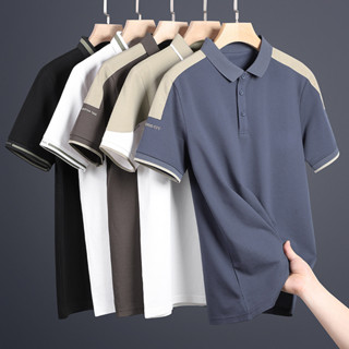 【店鋪熱銷】夏季男士潮流短袖T恤刺繡翻領珠地POLO衫高檔冰絲冰涼男上衣1/2件2025.3.11