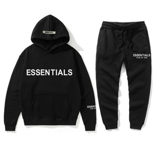 情侶衣服 情侶衣 情侶外套 FEAR OF GOD複線Essentials新款套裝胸前LOGO湯印情侶連帽大學TFOG