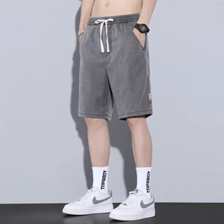 【HOT 本舖】男裝 M-5XL 夏天冰感 寬鬆 運動五分牛仔褲子 天絲休閒 短褲男士 夏季潮牌 薄款馬褲