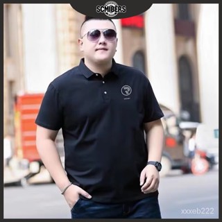 【 SCMIBERS】M-8XL 大尺碼男裝 韓版時尚黑色Polo衫男 簡約休閒寬鬆上衣 男生短袖T恤 oversize
