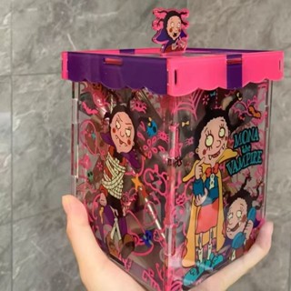 【可愛收納系列】小魔女蒙娜收納盒卡通桌面亞克力可愛糖果盒臥室透明ins置物翻蓋