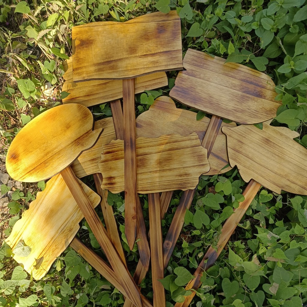 [新品] 木質DIY空白插地手繪標識牌提示牌花園木牌幼兒園種植區牌子