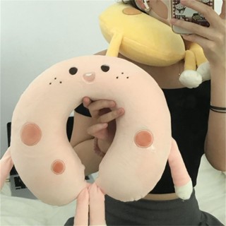 可愛球球掛脖u型枕女記憶棉可拆洗護頸枕學生便攜旅行高鐵午睡枕
