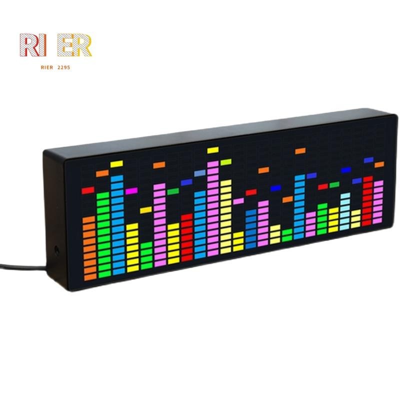 彩色led音樂頻譜電子時鐘聲控節奏燈1624rgb拾音器氛圍電平指示器