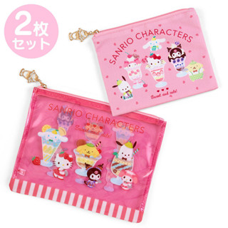 日本 sanrio三麗鷗 ins帕恰狗 凱蒂貓冰淇淋圖案化妝包二件套 可愛小物收納包
