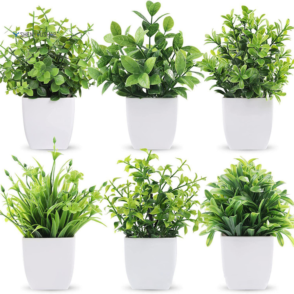 SHENYOU 仿真植物假植物綠植室內外裝飾塑膠盆栽尤加利小盆栽