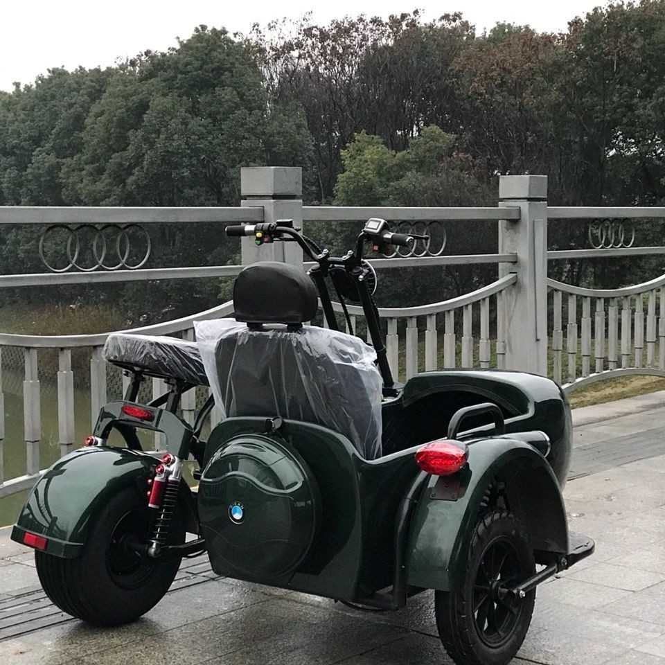 【臺灣專供】大哈雷電動車邊三輪親子電瓶車新款成人男女代步電動侉子車