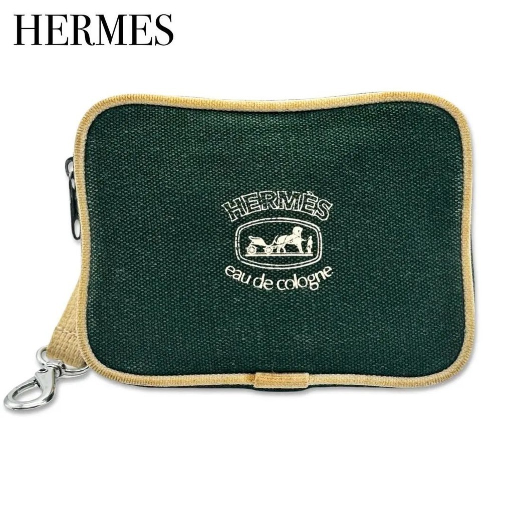 HERMES 愛馬仕 手帕 小包包 鑰匙圈 帆布 綠色 多色 女用 日本直送 二手