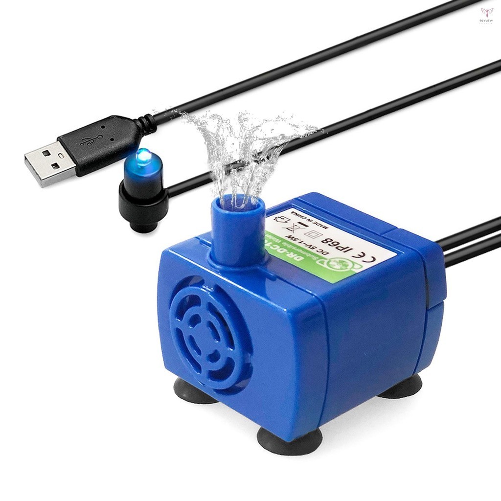 Uurig)usb 寵物噴泉泵更換低噪音泵電機帶 LED 指示燈