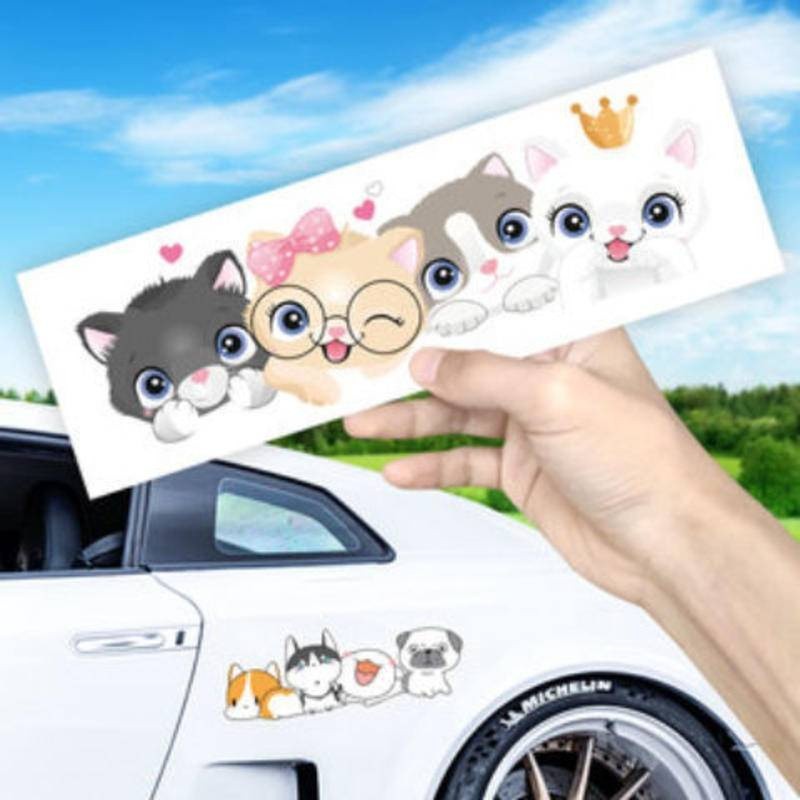 可愛卡通裝飾貼貓咪汽車貼紙創意電動摩托遮擋劃痕後窗保險槓遮蓋