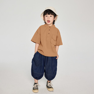 男童短袖襯衫兒童夏季韓版圓領襯衫中兒童薄款短袖上衣 中兒童(3~8歲，100~140cm)