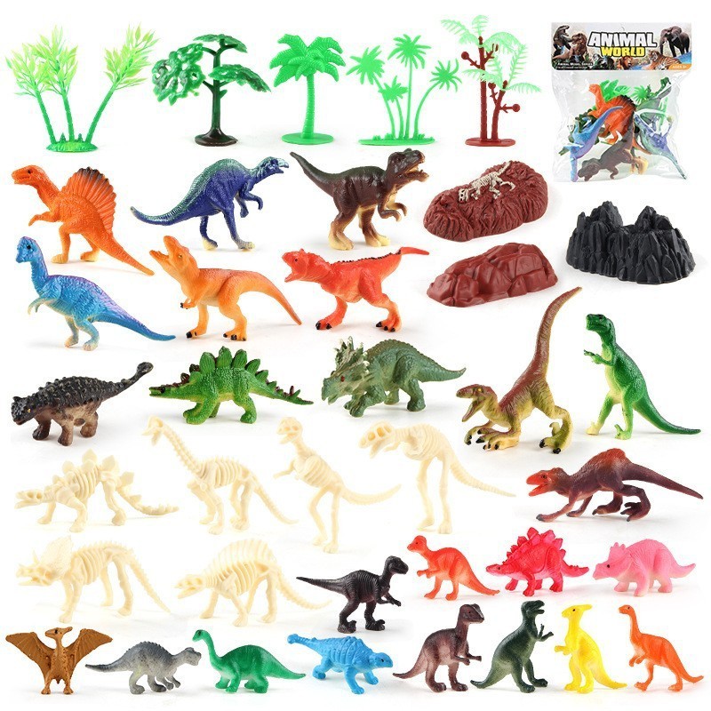 仿真侏羅紀恐龍系列美甲龍小恐龍棘背龍套裝模型桌面裝飾擺件