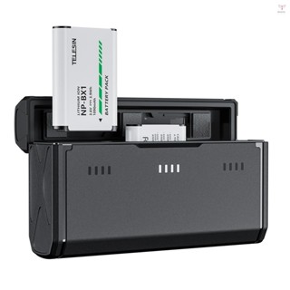 Telesin CMR-001 2pcs NP-BX1 電池 + 3 槽電池充電器,帶卡槽和 USB 端口,兼容 ZV-