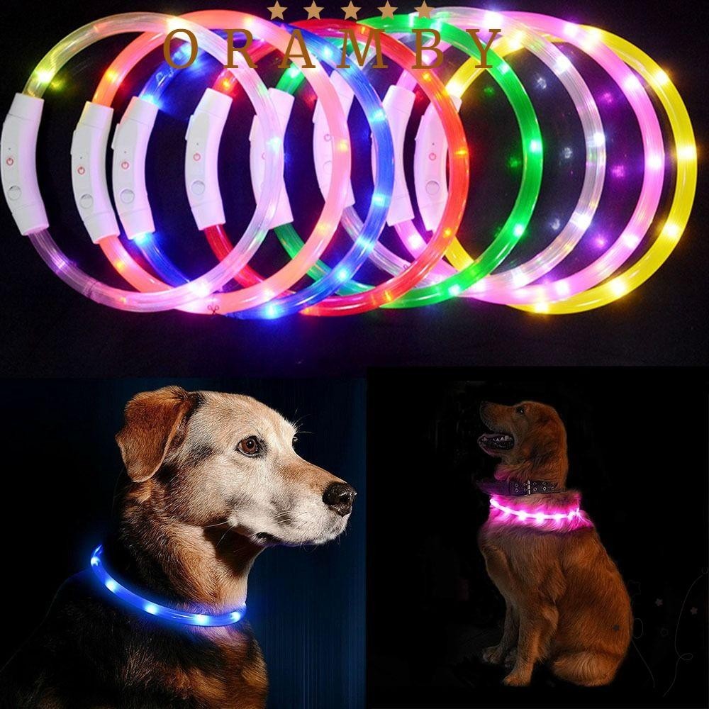 ORAMBEAUTY寵物狗項圈,夜間鉛夜光LED發光狗項圈,新建可充電LED指示燈PVC狗用品