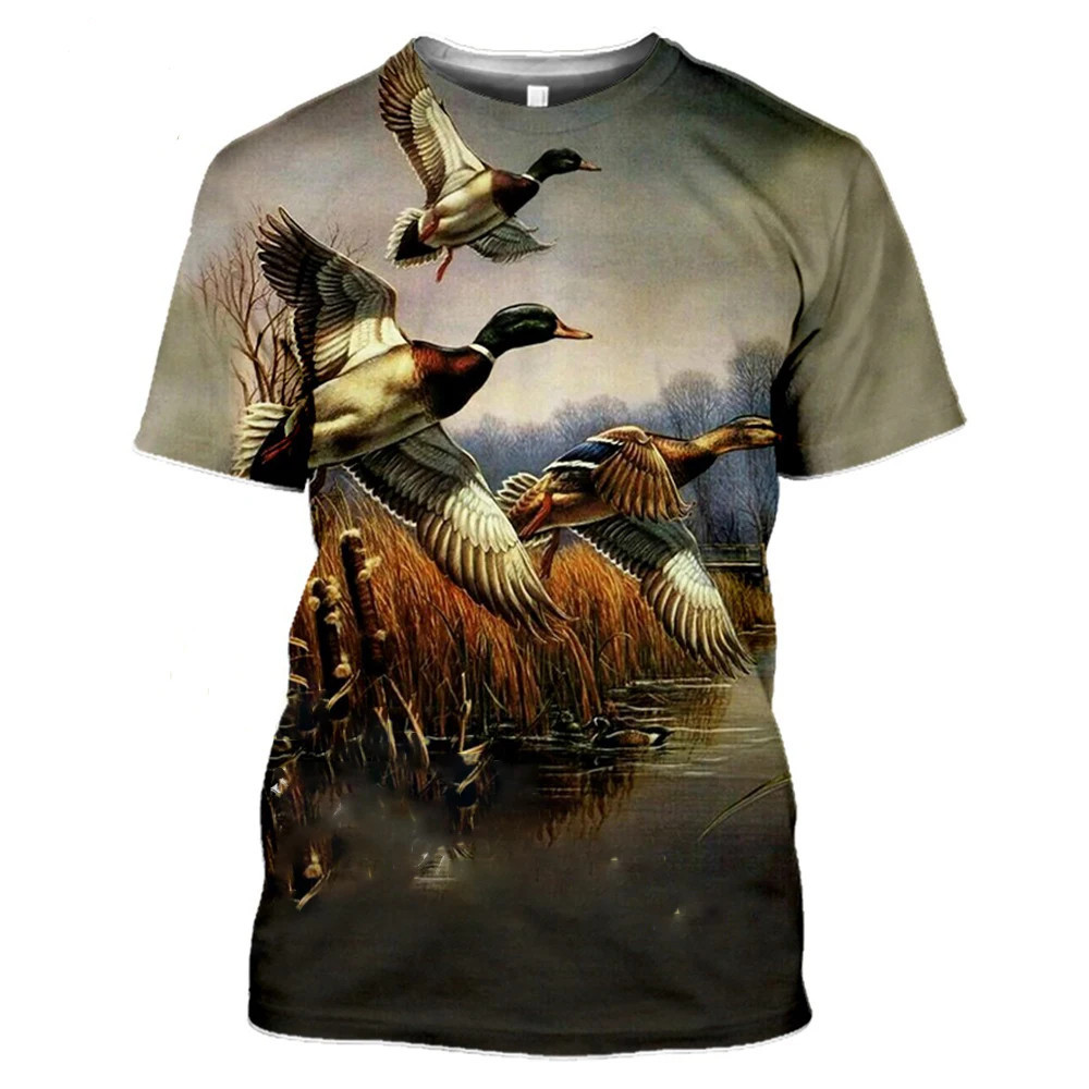 2024 男士 3D 打印 T 恤夏季酷動物狩獵 鳥時尚休閒男士 T 恤短袖街頭服飾統一