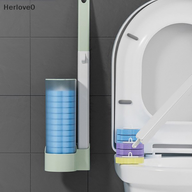 Herlove 一次性馬桶刷壁掛式馬桶清潔器更換頭清潔工具配件 TW