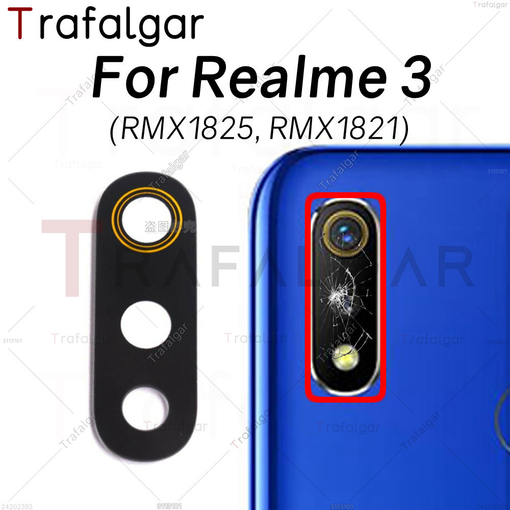 Realme 3 RMX1825 RMX1821 後置攝像頭玻璃鏡頭更換帶不干膠貼紙