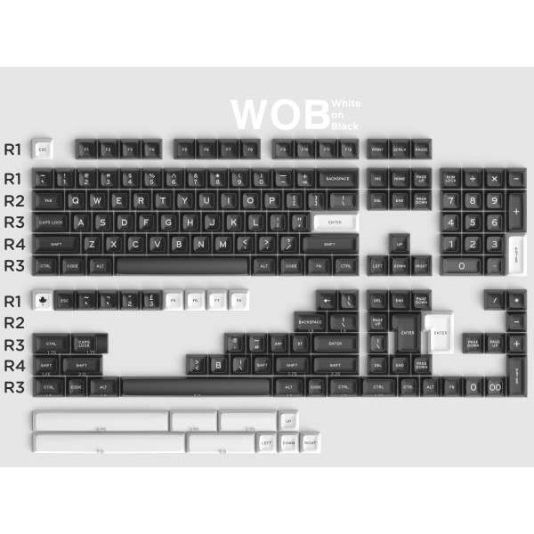 WOB二色ABS鍵帽客製化68 75 84 96機械鍵盤大全套愛菲SA高度