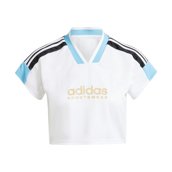 Adidas W TIRO NP CRO T IZ2083 女 短版 短袖 上衣 足球風 V領 休閒 修身 白藍