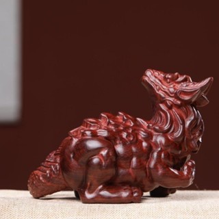 紫檀天然綠檀木實木雕刻白澤擺件文玩手把件家居裝飾品工藝品
