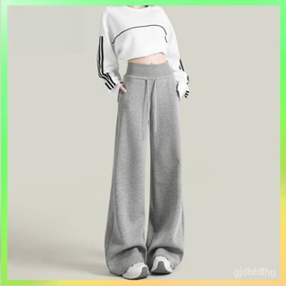 【✨臺灣熱賣】 【92%好評率】啄木鳥美式灰色闊腿休閒衛褲女春鞦新款淺灰色寬鬆高腰直筒運動褲 限時特賣