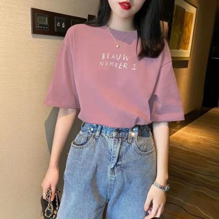 《現貨下單》白色短袖t恤女2025年夏季新款韓版ins潮熱門短袖寬鬆字母體恤上衣上衣短袖女裝短袖女生上衣氣質女裝早春女裝