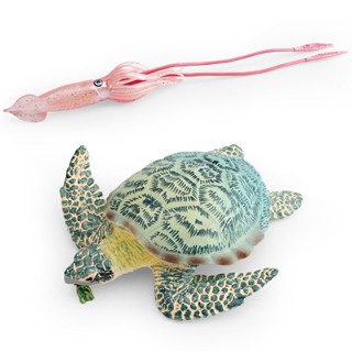 ❤樂樂屋❤模擬海洋生物模型兒童認知大王烏賊海龜海底動物裝飾擺件玩具兒童創意禮物