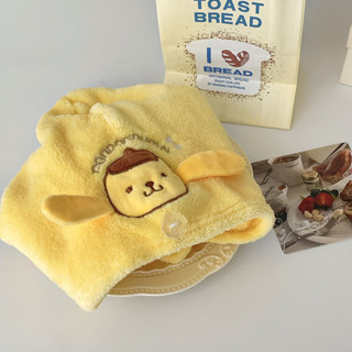 聚可愛の 黃色小狗幹發帽 日系可愛刺繡家用珊瑚絨洗澡巾 超強吸水浴巾毛巾幹發巾三件式