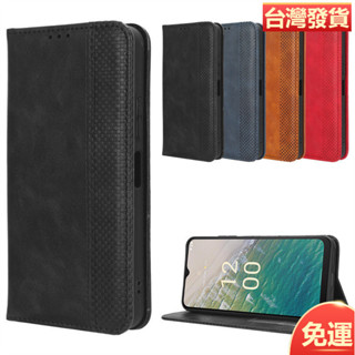 適用Nokia C32手機殼諾基亞C32 4G手機皮套磁吸翻蓋插卡復古紋殼