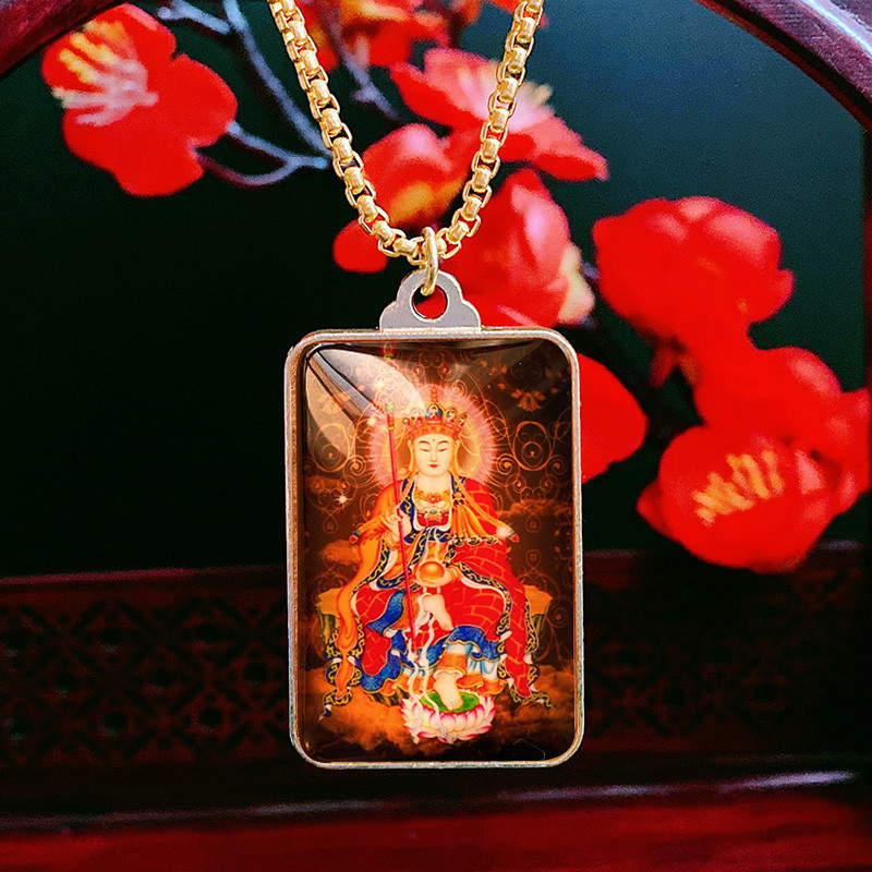 地藏王菩薩吊墜地藏咒項鍊唐卡佛像結緣飾品訂製男女平安吊飾