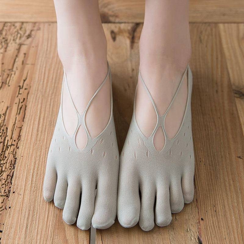 五指襪女夏季超薄網眼淺口隱形船襪防滑絲襪脚趾防掉跟分趾襪透氣