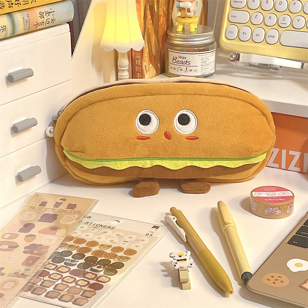 創意搞笑表情漢堡麵包筆袋吐司可愛學生學校文具袋