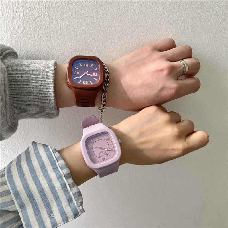 方形網紅手錶女款學生ins風韓版簡約防水運動氣質小眾設計電子錶