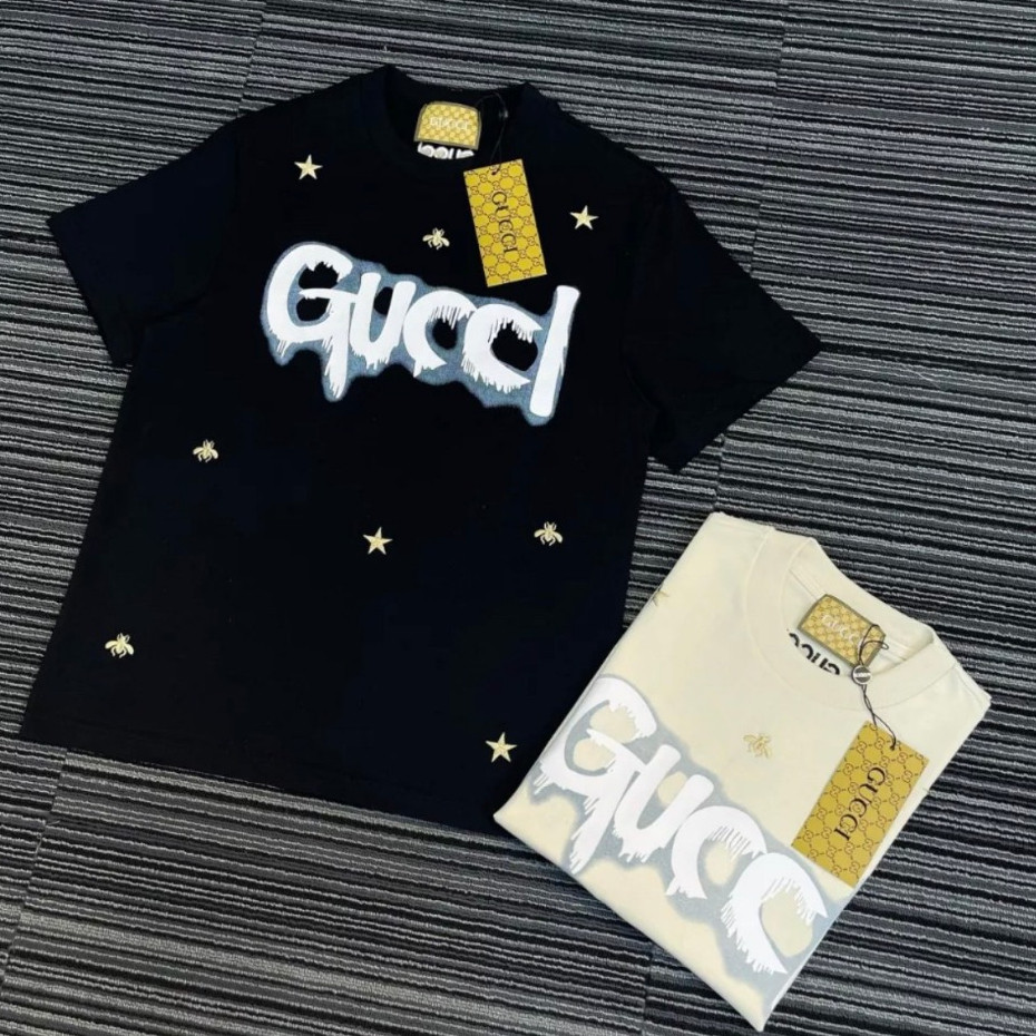 Gucci 刺繡蜜蜂棉冷棉 T 恤 - GC T 恤刺繡蜜蜂男孩街頭風格