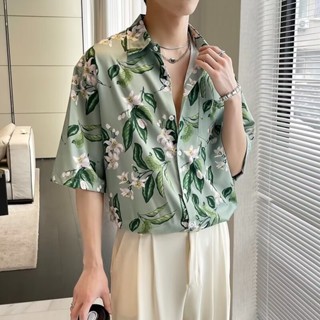 夏威夷花襯衫男 夏季薄款 潮牌潮流上衣 港風短袖襯衫 設計感高級外套