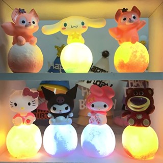 三維三麗鷗月亮小夜燈 Cinnamoroll Kuromi Melody Hello Kitty 公仔 LED 燈可愛臥