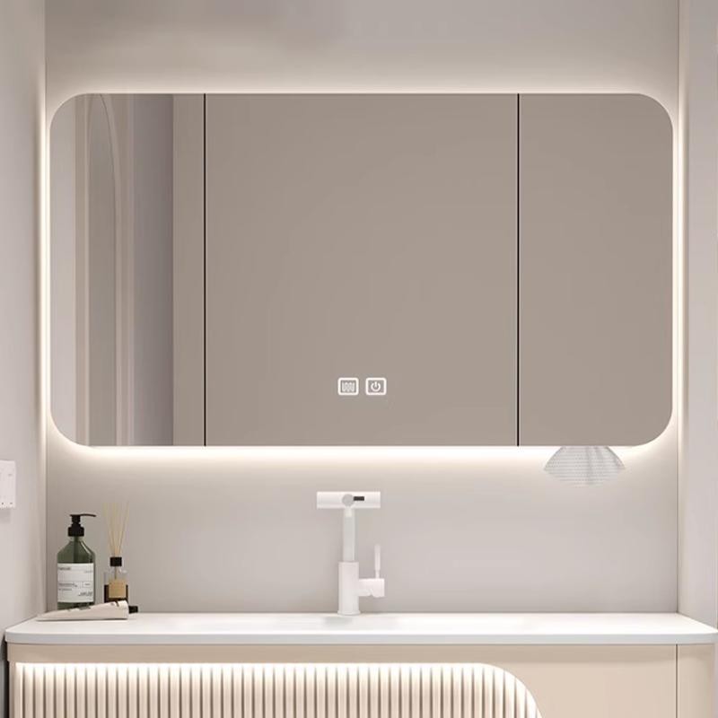 鏡櫃 浴室智慧鏡櫃單獨掛牆式衛生間圓角鏡子帶燈人體感應儲物收納鏡箱