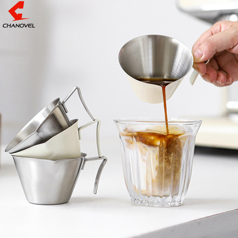 304不鏽鋼濃縮咖啡杯 帶嘴手衝咖啡萃取量杯盎司澤田杯奶盅接液杯