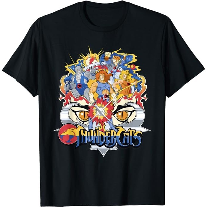 歐美卡通動漫  Thundercats 霹靂貓 圖案印花男士百分百純棉圓領短袖加大尺碼T恤