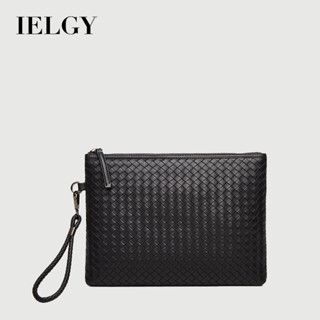 IELGY 潮包男編織手拿包男士軟皮信封包