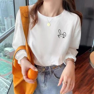 小麥🎈+2025早春新款奶油色純棉長袖t恤女上衣春秋季2025新款寬鬆內搭顯瘦設計感洋氣