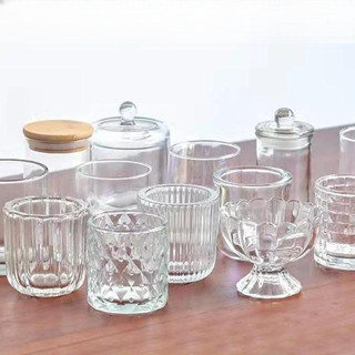 現貨【蠟燭杯】香薰蠟燭diy玻璃杯 空杯 大豆蠟透明容器帶蓋 手工創意盃 蠟ins瓶子