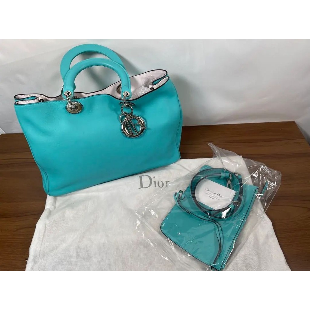 Dior 迪奧 肩背包 Diorissimo 藍色 皮革 mercari 日本直送 二手