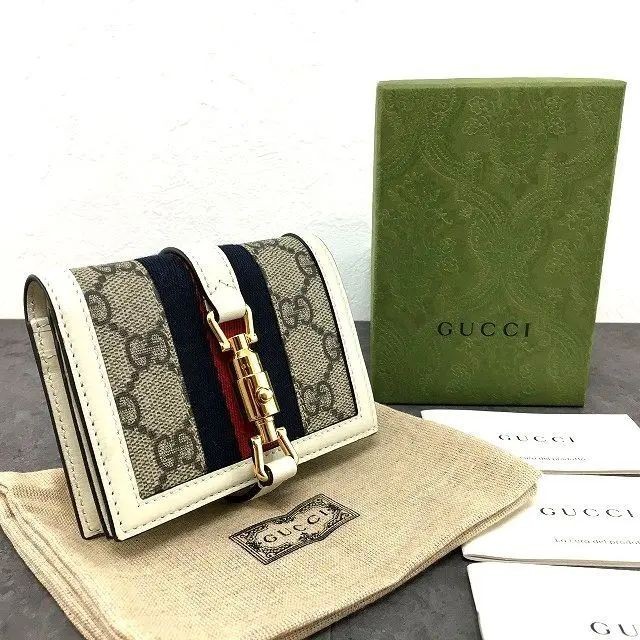 近全新 GUCCI 古馳 短夾 645536 New Jackie 賈姬包 綠紅綠織帶 mercari 日本直送 二手