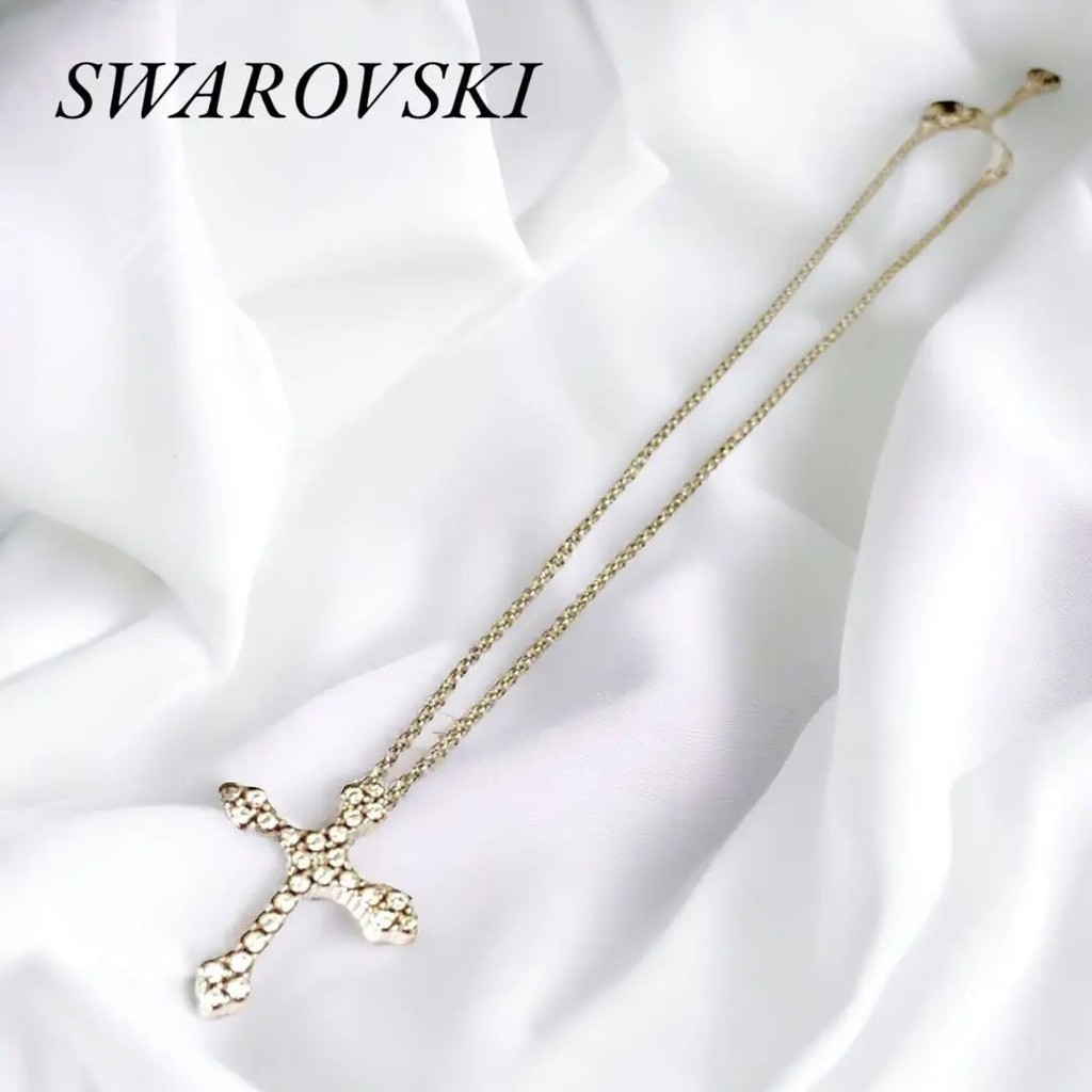 SWAROVSKI 施華洛世奇 項鍊 十字架 銀色 顏色 日本直送 二手