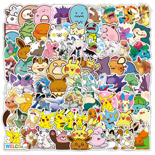 100/50 件可愛可愛口袋妖怪 Charmander 皮卡丘松鼠 Bulbasaur 防水塗鴉貼紙適用於行李箱手機殼筆